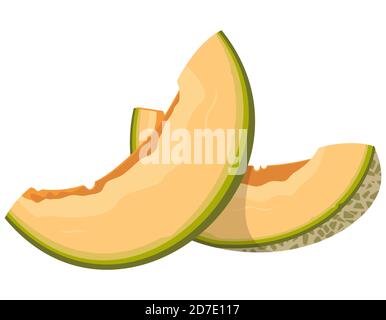 Melonenscheiben. Saftige Frucht im Cartoon-Stil. Stock Vektor