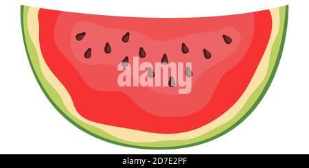 Stück Wassermelone. Saftige Frucht im Cartoon-Stil. Stock Vektor