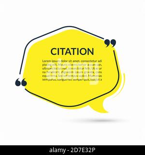 Zitat Sprechblase, leere Textballon mit Rahmen und Zitate isoliert auf weißem Hintergrund. Vektorgrafik Stock Vektor