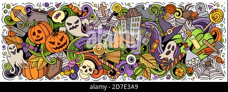 Happy Halloween handgezeichnete Cartoon Kritzeleien Illustration. Stock Vektor