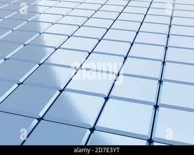 Abstrakter blauer Hintergrund mit Mosaikwürfeln und Lichteffekt. 3d-Rendering Stockfoto