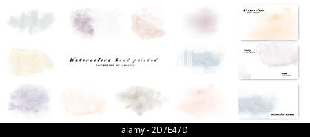 Kreative minimalistische Aquarelle handbemalte Pastell Kollektion Set. Vektorgrafiken für Wanddekoration, Einladungen, Postkarte oder Cover-Design. Stock Vektor