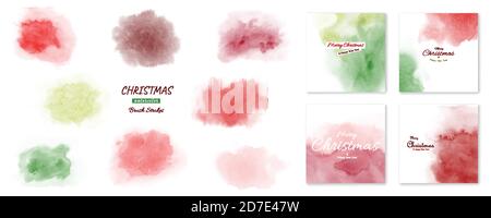 Kreative minimalistische Aquarelle handbemalt Weihnachtskollektion Set. Vektorgrafiken für Wanddekoration, Einladungen, Postkarte oder Cover-Design. Stock Vektor