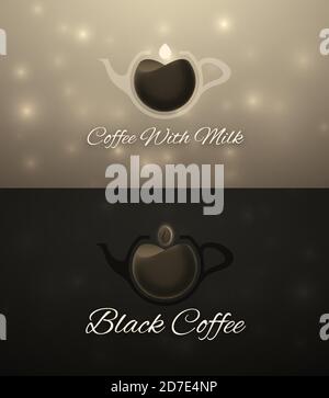 Satz horizontaler Kaffeebanner Stock Vektor