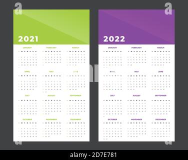 Kalender für 2021-2022 auf weißem Hintergrund. Sonntag bis Montag, Geschäftsvorlage Stock Vektor