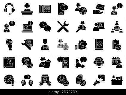 Support Service Glyph Iconset Stockfoto