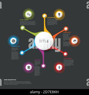 Vektor Mehrzweck Infografik Vorlage mit Titel und sechs Elemente Optionen Und moderne Farben auf dunklem Hintergrund Stock Vektor