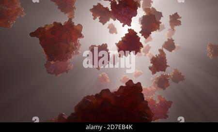 Hämoglobin ist das eisenhaltige Sauerstoff-Transport-Metalloprotein in den roten Blutkörperchen. Es transportiert Sauerstoff aus der Lunge zum Rest des Körpers. Stockfoto