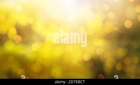 Abend helle Sonne Golden Bokeh des Herbstes. Herbst verschwommen Hintergrund eine schöne Landschaft. Für 3D 4K Video Hintergründe Stockfoto