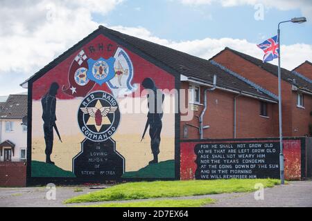 Politisches Wandgemälde von Stevie McCrea am Boundary Walk, Belfast, Nordirland, Großbritannien Stockfoto