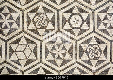 Fragment des antiken römischen Mosaiks in Carmona, Spanien Stockfoto