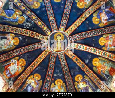 Bemalte Decke der Kuppel in Chora Kirche Stockfoto