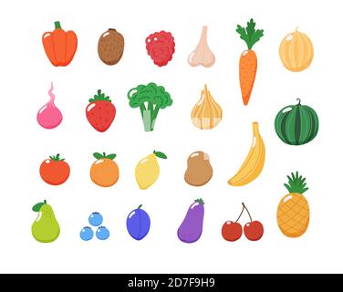 Obst und Gemüse Sammlung. Vektorgrafik Stock Vektor