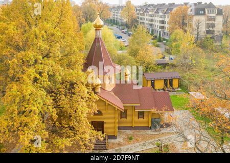 Draufsicht auf die Alexander-Newski-Kirche in Lianozowo, Moskau Stockfoto