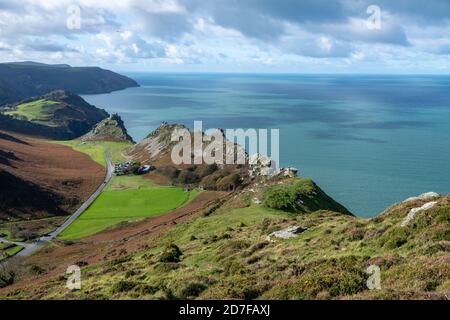 Blick vom Hollerday Hill auf das Tal der Felsen Im Exmoor National Park Stockfoto