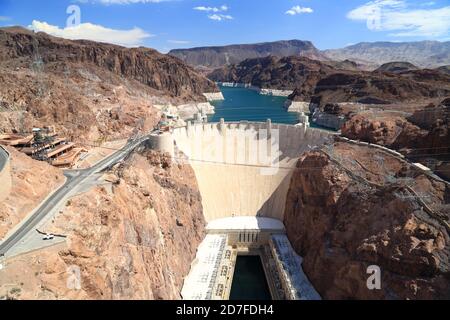 Hoover-Staudamm und Lake Mead Stockfoto