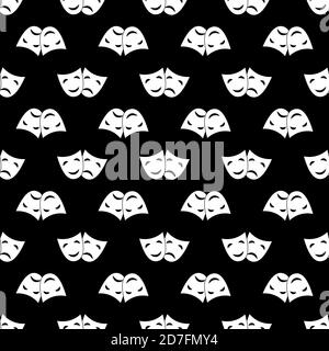 Nahtlose Muster mit theatralischen Masken für einfache Hintergründe, Texturen und Verpackung. Vektorgrafik. Stock Vektor