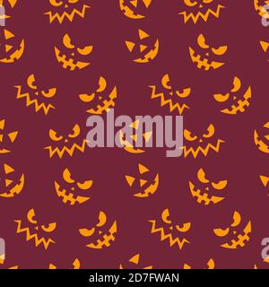 Halloween nahtlose Muster mit Kürbissen Gesicht Emoji, schreien Ausdrücke Stock Vektor