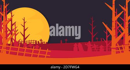 Halloween Hintergrund in Papier geschnitten und Papier Kunst Stil. Ein perfekter Vektor-Hintergrund für Ihre Design-Assets und Banner. Stock Vektor