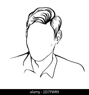 Schwarz-weiße Silhouette eines Portraits eines gutaussehenden Mannes ohne Gesicht. Vektor Retro Illustration Vorlage in Pop Art Stil. Stock Vektor