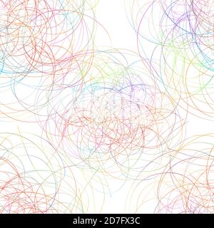 Handgezeichnete Regenbogenkreise. Linie Stift Doodle. Nahtloser Hintergrund. Vektorgrafik Stock Vektor