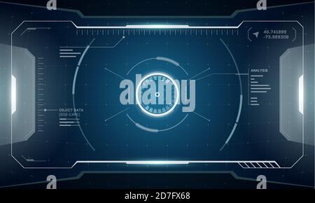 VR HUD digitale futuristische Schnittstelle Cyberpunk Bildschirm Design. Sci-Fi Virtual Reality Technologie Ansicht Head-up-Display. Digitale Technologie GUI UI Dashlboa Stock Vektor