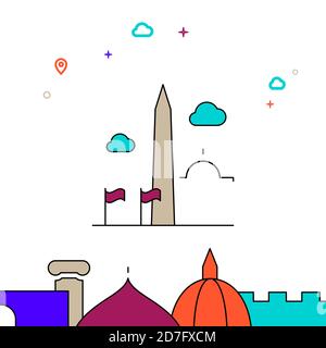 Washington Monument, USA gefüllte Linie Symbol, einfache Illustration Stock Vektor