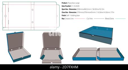 Pizza-Box große Verpackung Vorlage selbst sperren die Schnitt Vektor Stock Vektor