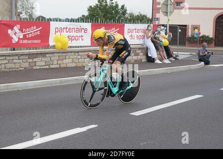 Saint Germain - Bourgogne Franche Comte - Frankreich - 19. September 2020 : Sepp Kuss - Team Jumbo – Visma erreicht nach der letzten Etappe den 15. Platz in der Gesamtwertung Stockfoto