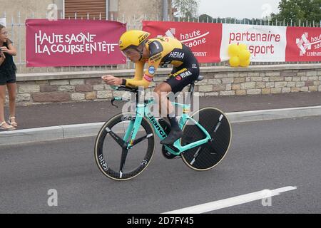 Saint Germain - Bourgogne Franche Comte - Frankreich - 19. September 2020 : Sepp Kuss - Team Jumbo – Visma erreicht nach der letzten Etappe den 15. Platz in der Gesamtwertung Stockfoto