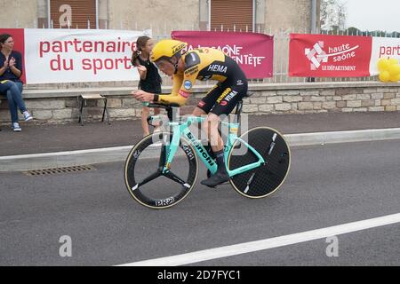 Saint Germain - Bourgogne Franche Comte - Frankreich - 19. September 2020 : Sepp Kuss - Team Jumbo – Visma erreicht nach der letzten Etappe den 15. Platz in der Gesamtwertung Stockfoto