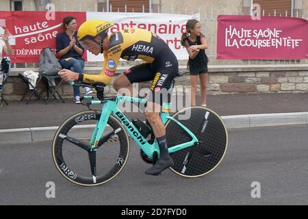 Saint Germain - Bourgogne Franche Comte - Frankreich - 19. September 2020 : Sepp Kuss - Team Jumbo – Visma erreicht nach der letzten Etappe den 15. Platz in der Gesamtwertung Stockfoto