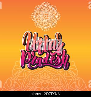 Uttar Pradesh handschriftliche Stock-Schrift Typografie. Staaten von Indien Stock Vektor