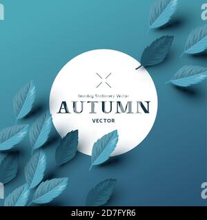 Herbst Hintergrund Layout Komposition mit Papier Blätter. Vektorgrafik. Stock Vektor