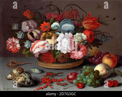 Blumenkorb - Balthasar van der Ast, um 1622 Stockfoto