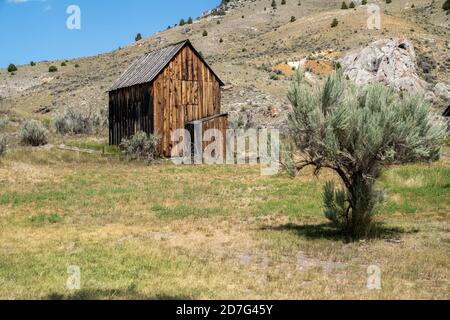 Verlassene Holzgebäude in Bannack Geisterstadt Montana Stockfoto