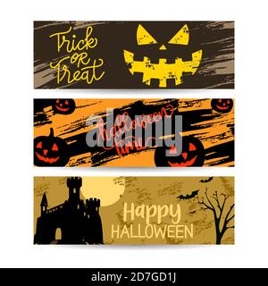 Set Banner von halloween Verkauf mit Dekoration Vektor Illustration Design Stock Vektor