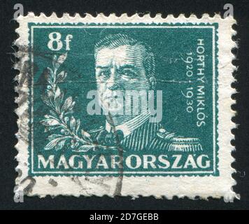 UNGARN - UM 1931: Stempel gedruckt von Ungarn, zeigt Admiral Nicholas Horthy, um 1931 Stockfoto