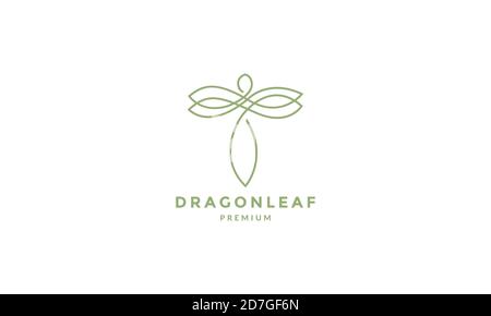 Tier Insekt Libellen Linie Kunst Umriss Ornament Logo Vektor Illustration Design Stock Vektor