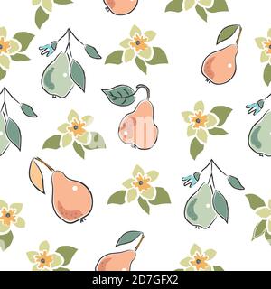 Nahtlose Muster mit niedlichen Hand gezeichnet Birnen. Im skandinavischen Stil. Vector Illustration Stock Vektor