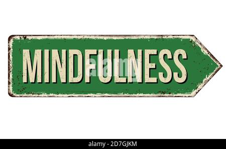 Achtsamkeit vintage rostigen Metall-Zeichen auf einem weißen Hintergrund, Vektor-Illustration Stock Vektor