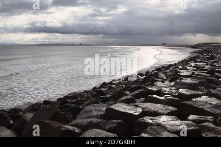 Fernsicht nach Süden von Hartlepool unmittelbar nach einer Regendusche Stockfoto