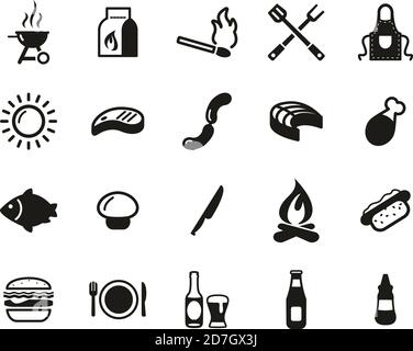 Grill Oder Grill Icons Black & White Set Big Stock Vektor