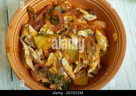 Satini Poisson Sale - Chutney mit gesalzenem Fisch, typisch mauritisches kreolisches Gericht Stockfoto