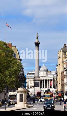 Trafalgar Square Blick von Whitehall, London, Großbritannien Stockfoto