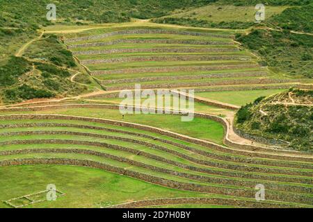 Incredible Inca Landwirtschaftliche Terrassen Ruinen von Moray, in der abgelegen Landschaft der Region Cusco, Peru Stockfoto