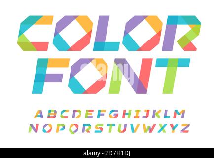 Farbe Origami-Stil Alphabet für Kinder Buch, Stücke aus farbigem Papier Buchstaben für moderne Logo, Banner und Poster. Bunte Schrift, schwere kursive Buchstaben Stock Vektor