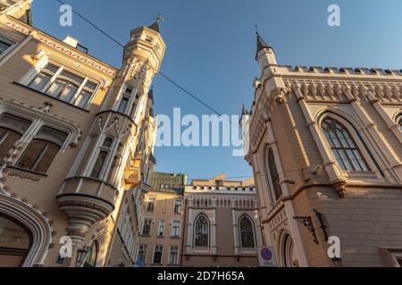 Innenstadt von Riga Straßen Lokale Regierungsbüro, Lettland Stockfoto