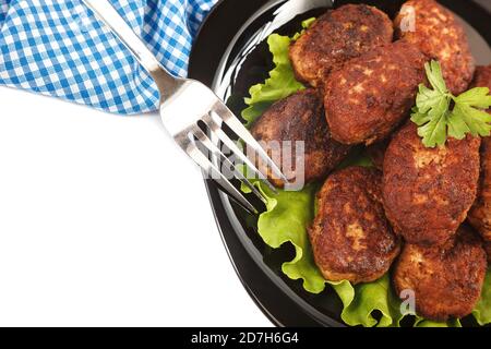 Hacksteaks isoliert auf weißem Hintergrund. Stockfoto