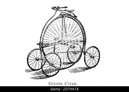 Center Cycle High wheel Fahrrad mit vier unterstützenden "Training" Räder von Wheels und Wheeling; ein unverzichtbares Handbuch für Radfahrer, mit über zwei Stockfoto